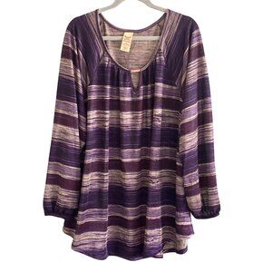 Faded Glory Top Purple Silver Gray Stripe Women Plus 4X 26W 28W NWT